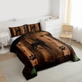 thumbnail image 3 of Homewish Rustic Wildlife Deer Queen Comforter Set for Adult, Brown Wooden Plank Bedding Sets, Vintage Checkered Buffalo Reversible Bedding Comforter Set, Lightweight Room Decor, 3-Piece, 3 of 8