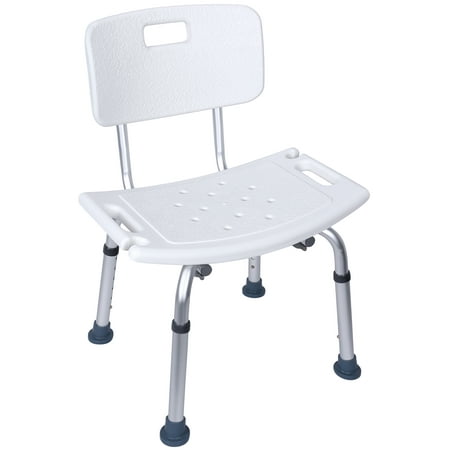Everyday Essentials Adjustable Height Bath Shower Tub Bench Chair with Removable Back