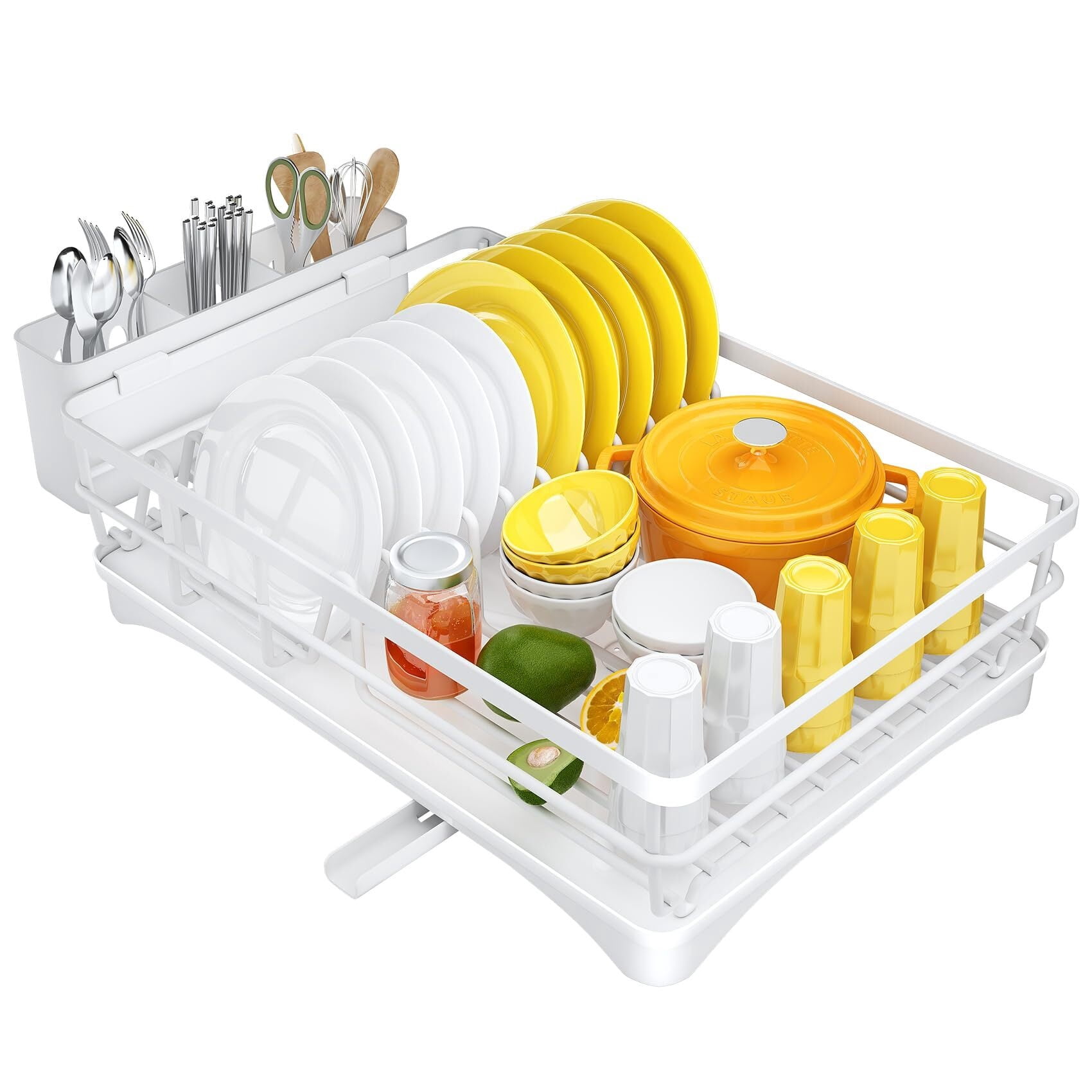 SXlianshun Dish Drying Rack for Kitchen Counter - Large Dish Rack with Drainboard, Rustproof Dish Drainer with Utensil Holder for Sink