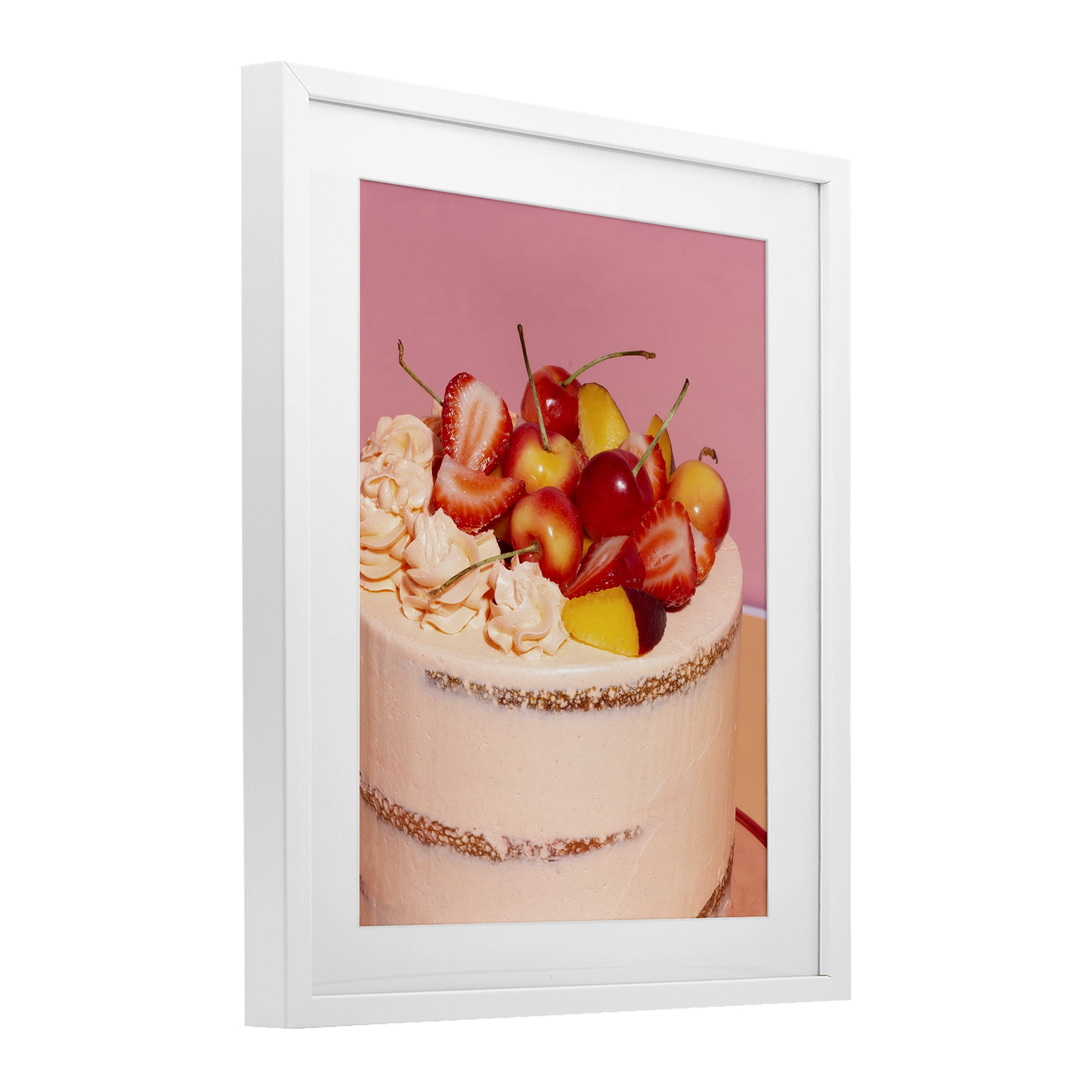 Stupell Industries Strawberry Fruit Cake White Framed Print Under Glass, design by LISH Creative