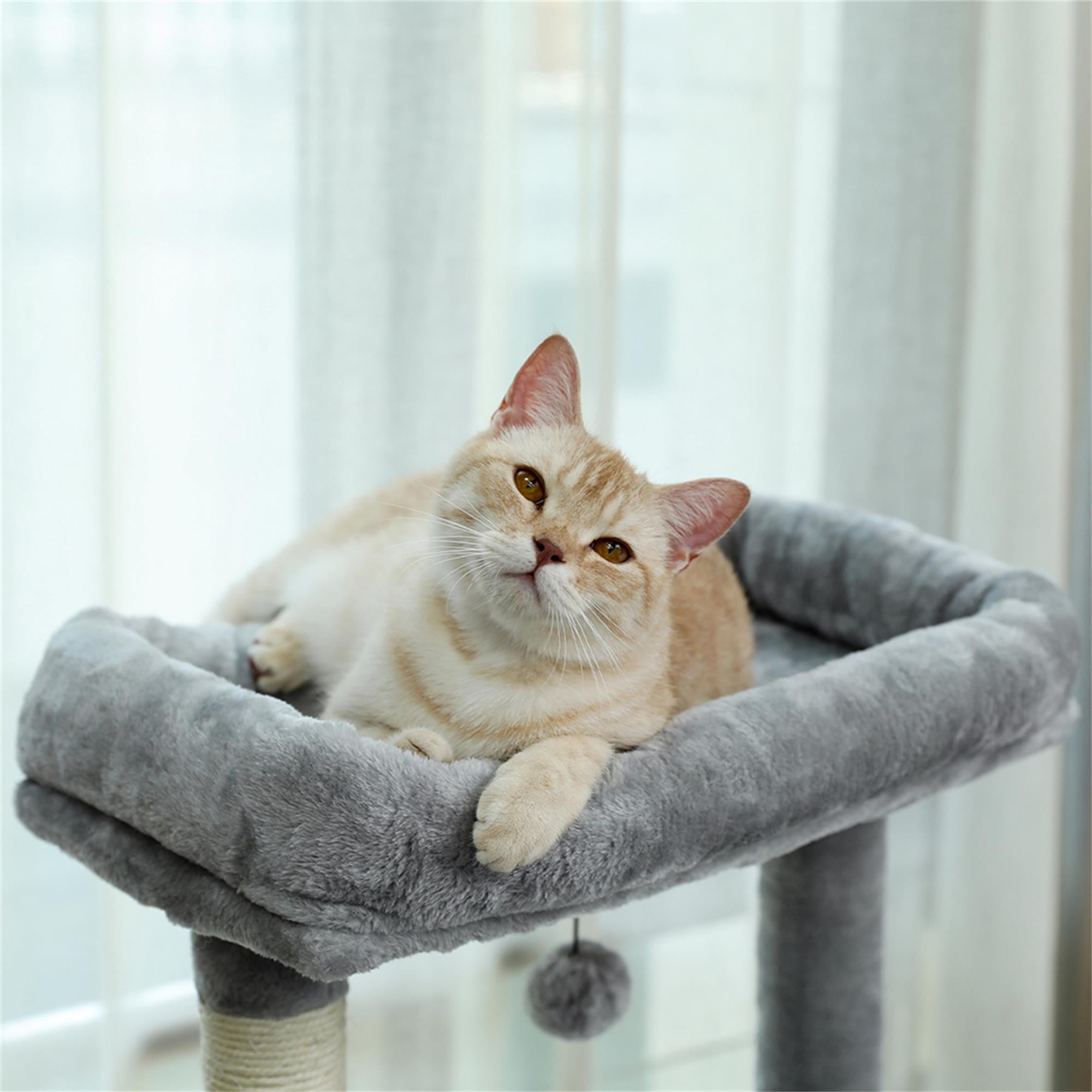 Pefilos 56" Multi-Level Cat Tree Tower House for Indoor Cats, Cat Condo Plush Perch with Scratching Posts, Gray Pefilos 56" Multi-Level Cat Tree Tower House for Indoor Cats, Cat Condo Plush Perch with Scratching Posts, Gray