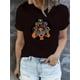 thumbnail image 1 of Women's Fashionable Round Neck Short Sleeve T-Shirt with Colorful English Letter Print, Casual Sporty Summer Top, Comfortable Polyester Blend - Machine Washable, Leisure Style, ALL/Global/All, 1 of 6