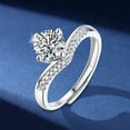 thumbnail image 4 of YYKihy Opening Rings Shiny Silver V Shaped Tiny Cubic Zircon Princess Crown Wedding Rings For Women, 4 of 8
