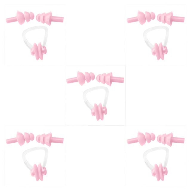 pitrice Waterproof Nose Clip Swimming Earplug Water Sports for Protection Ear Protector Pink 5Set