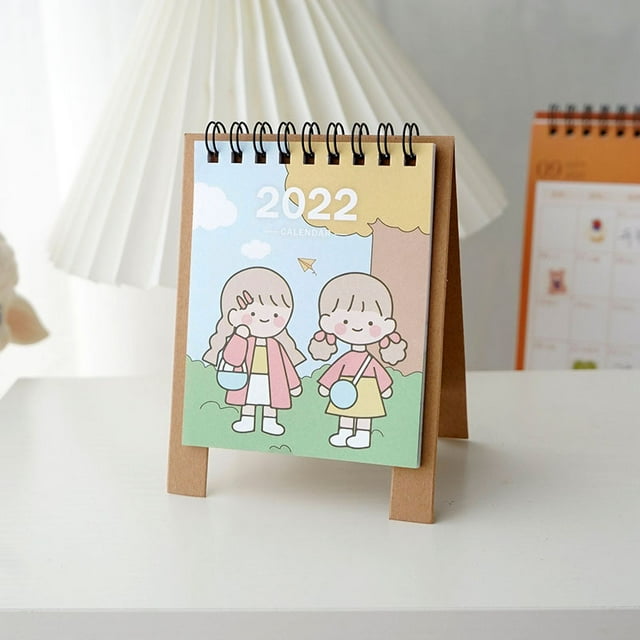 CAROOTU Mini Desk Calendar 2022 Arts Creative DIY Mini Calendar Cartoon Desktop Ornament Monthly Calendar