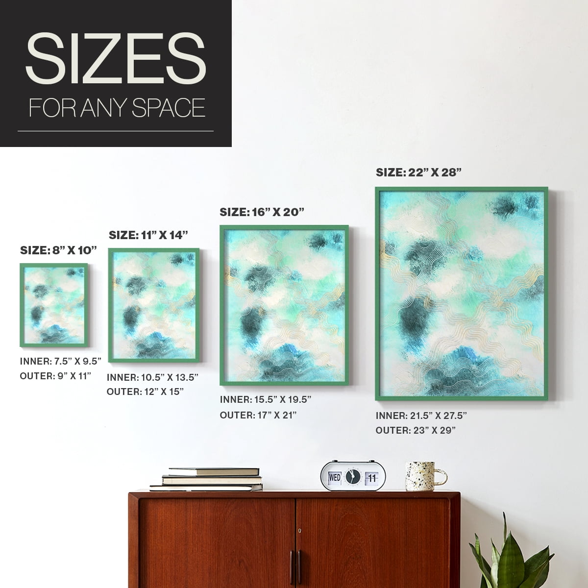 Blue Shift I Framed Print in Green Solid Wood Framed Print No Nail Hanging
