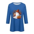 thumbnail image 5 of Halloween Womens Shirts Cute Pumpkins Ghost Graphic Crewneck 3/4 Sleeve T-Shirts Comfortable Daily Tee, 5 of 6