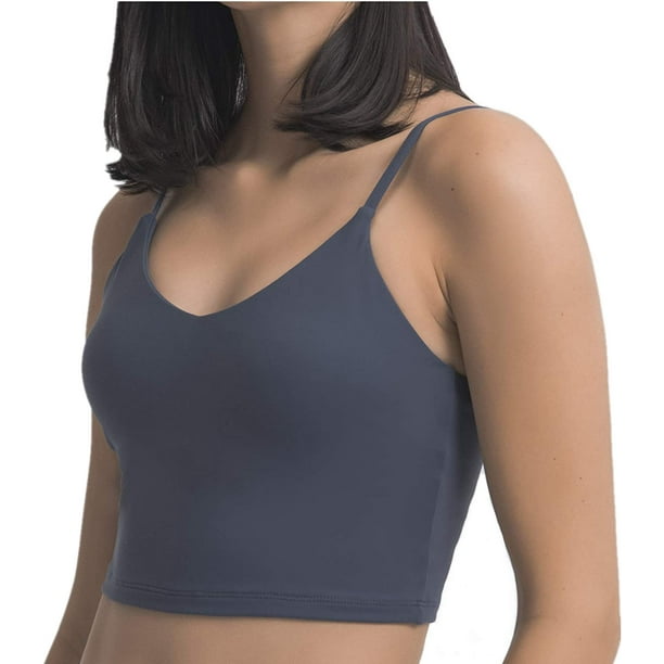 Nanomi Beauty Sports Bras for Women Longline Padded Yoga Tank Tops Workout  Fitness Running Crop Tops (V-Navy Blue, 