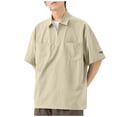 thumbnail image 2 of JDQJBZ T-Shirts Graphiques pour Hommes Couleur Unie Manches Courtes Col Rabattu Chemise Décontractée avec Poche Fermeture Éclair, 2 of 5