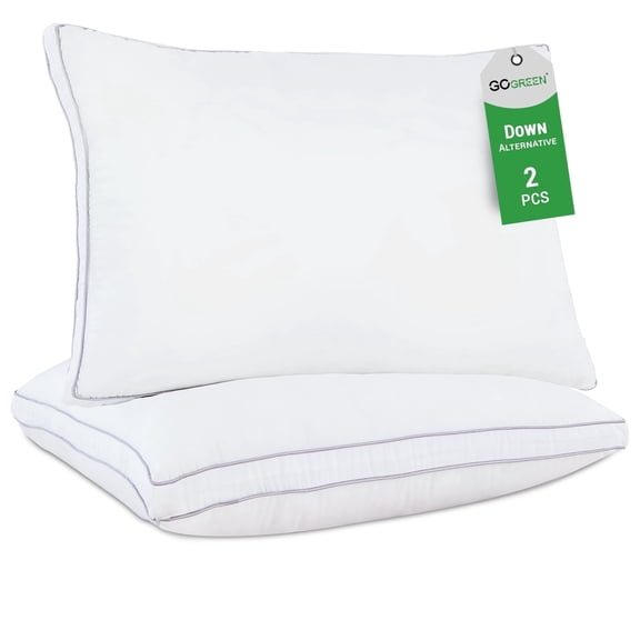 GOGREEN 2 Pack Pillows for Bed, Queen Size Pillows Insert for Side and Back Sleepers, Soft Down Alternative Microfiber Filled Extra Firm Pillows, 20 x 30 Inches