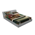 thumbnail image 2 of Ambesonne Leopard Fitted Sheet & Pillow Sham Set, English Roses Wild Animal, Calking, Reseda Green and Pink, 2 of 2