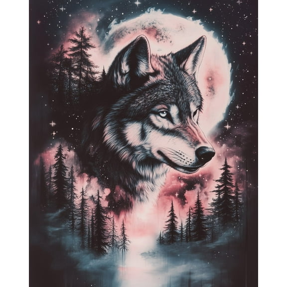 Paint by Numbers for Adults Kids Beginner Moonlit Shadow Lone Wolf DIY Acrylic Painting by Numbers Kits with Brushes Acrylic Pigment Home Decoration Gifts 16 x 20 inch