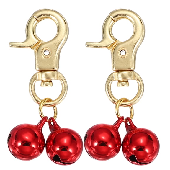 Uxcell 2 Pcs Cat Bell, Small Pet Collar Bells Keychain Cute Bulk Loud Jingle for Backpack Keychain Pendant Accessories DIY Crafts Christmas Decorations, Gold/Red