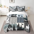 thumbnail image 2 of Homewish Rustic Bohemain Tribal 7 Pieces Bedding Comforter Set,Safari Wolves Deer Full Bedding Set,Blue Gray White Fitted Sheet Flat Sheet For Men Women,Super Cozy Room Decor, 2 of 8