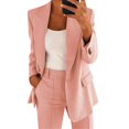 thumbnail image 1 of Women's 2 Piece Business Suit Set Lapel Single-breasted Polyester Suit Jacket With Straight Trousers, 1 of 5