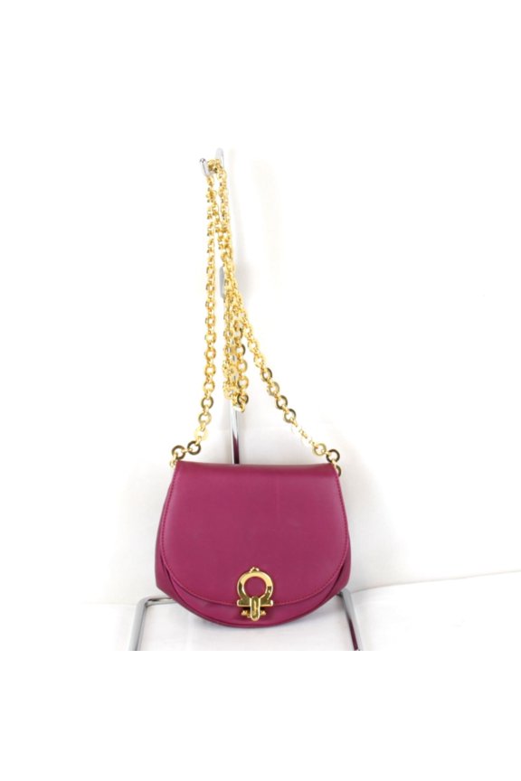 Pre-Owned Salvatore Ferragamo Gancini Chain Shoulder Bag in Purple Leather for Women (Fair)