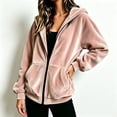 thumbnail image 5 of Bexdxz Zip Up Hoodie Women Velvet Elegant Oversized Long Sleeve Hooded Sweatshirt | Womens Hoodies Pullover 2026 Velvet Oversized Loose Fit Full Zip Hooded Pink L, 5 of 6