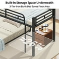 thumbnail image 4 of 3 In 1 Metal Bunk Bed, Twin Size L Shaped Triple Bunk Bed with Guardrails, Black, 4 of 7