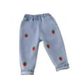 thumbnail image 2 of Pantalons en Denim à Taille Élastique pour Enfants, Pantalons de Jogging d'Été pour Garçons et Filles Unisexes, Bas Droits Rouges, 2 of 4