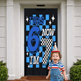 thumbnail image 6 of Blue Checkered 7th Birthday Banner Stars I Was 6 Now I'm 7 Display Numbers 6 & 7 Race Car  Checkered Flag Backdrop for 7th Birthday Party Kids Birthday Celebration Indoor Party Decoration, 6 of 8