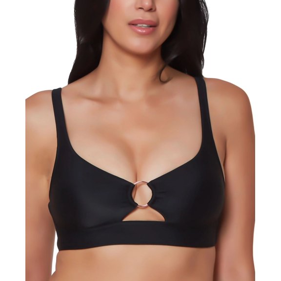 Bar III BLACK Banded Ring Bikini Swim Top, US Small