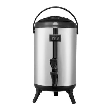 WZTO Hot Beverage Dispenser | 10L Stainless Steel Thermal Container With Temperature Meter | Large Insulated Carafe with Spigot For Hot Tea, Coffee, Water, Beverage, Juice