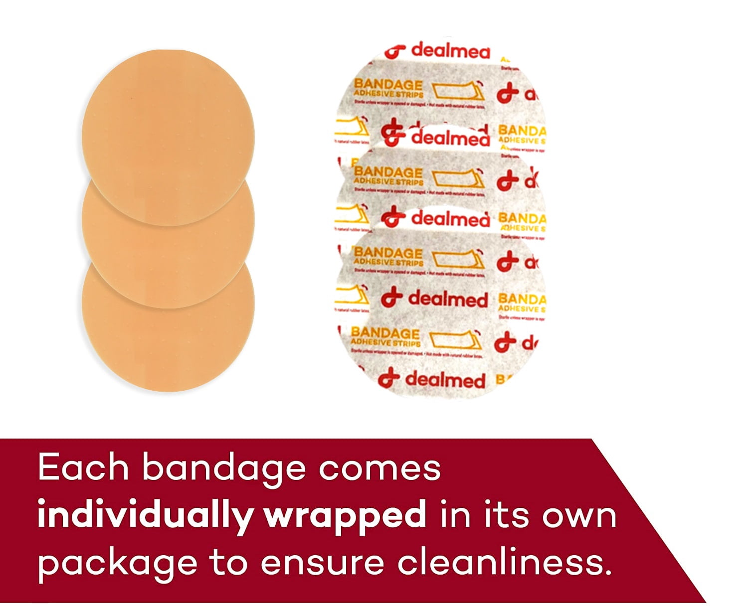 Dealmed Sheer Plastic Spot Adhesive Bandages – 100 Count (24 Pack) Bandages with Non-Stick Pad, Latex Free, Wound Care for First Aid Kit, 7/8" Diameter