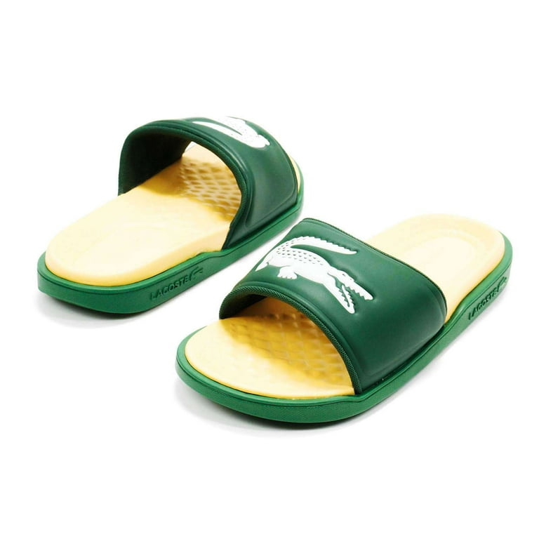 Lacoste Men s Croco Dualiste 1122 2 Slide Sandals Green Yellow