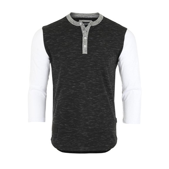 ZIMEGO Men’s Casual Color Block 3/4 Sleeve Raglan Athletic Fashion Henley Shirt
