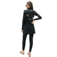 thumbnail image 3 of IBTOM CASTLE Women Muslim Swimsuits Modest Burkini Swimwear Islamic Long Sleeve Full Cover Swim Top Leggings Pants ​Bathing Suits XL Black Flower, 3 of 8