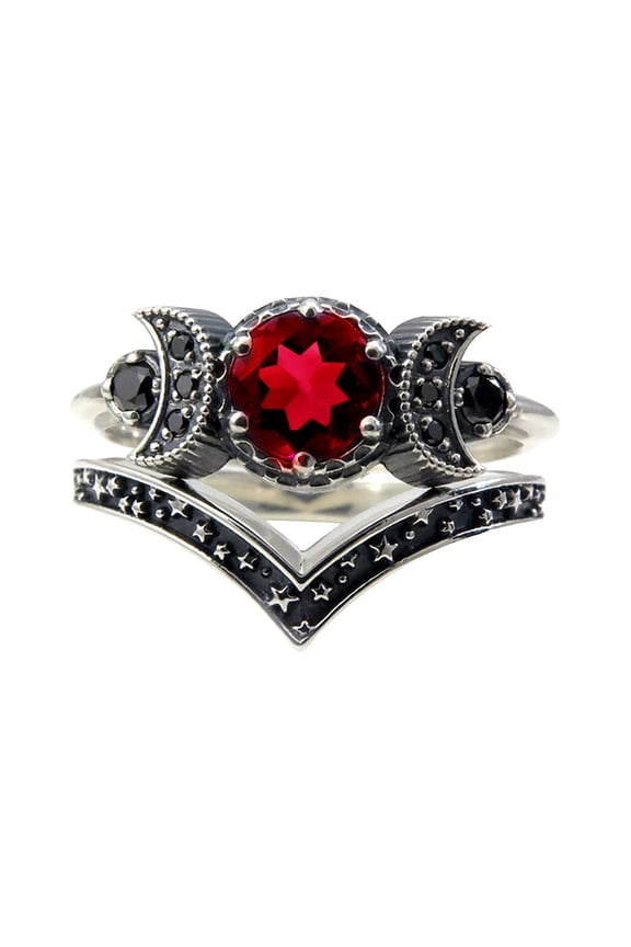 Rings for Women Moon Ring Red Amethyst Ring Moon Jewellery Gifts for Women Womens Valentine's Day Gifts Clearance