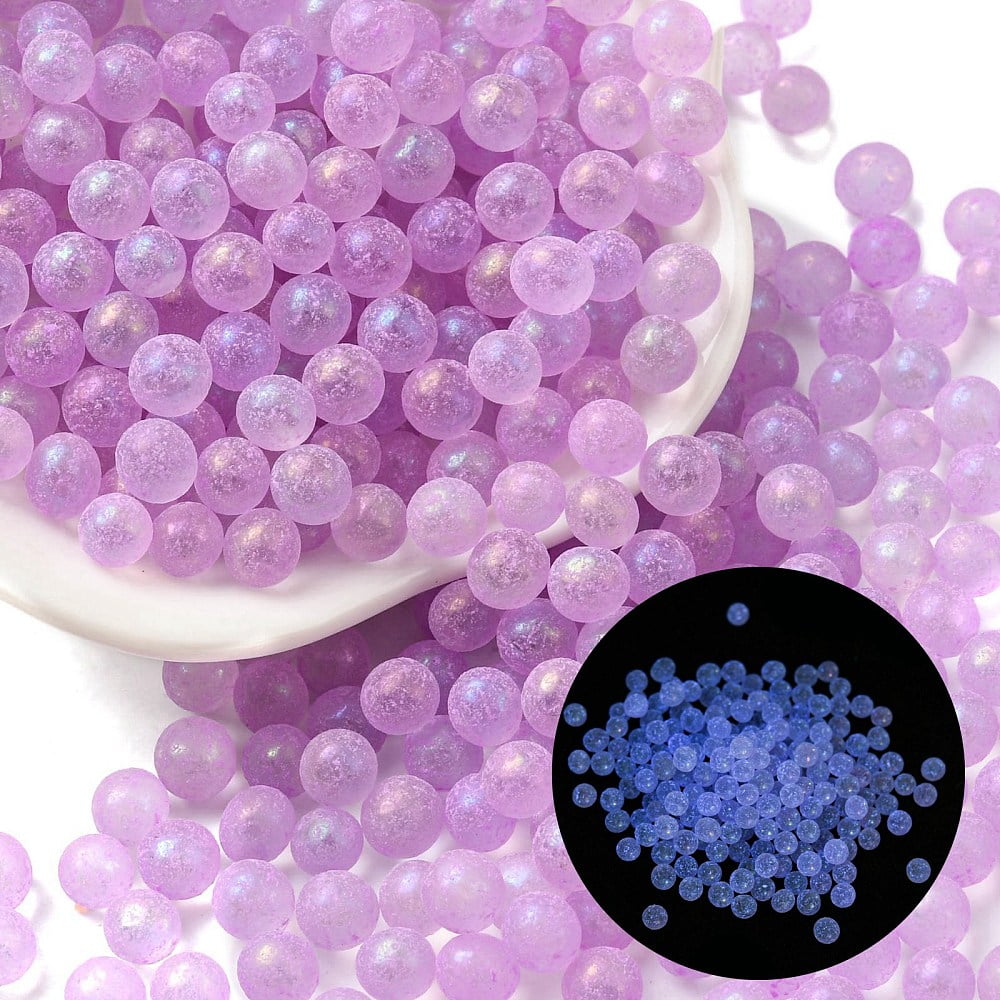 1 bag Luminous Glow in the Dark Transparent Glass Round Beads No Hole/Undrilled Violet 5mm about 2800pcs/bag