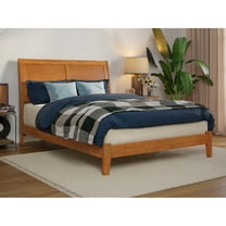 Orlando Full Solid Wood Low Profile Platform Bed in Light Toffee