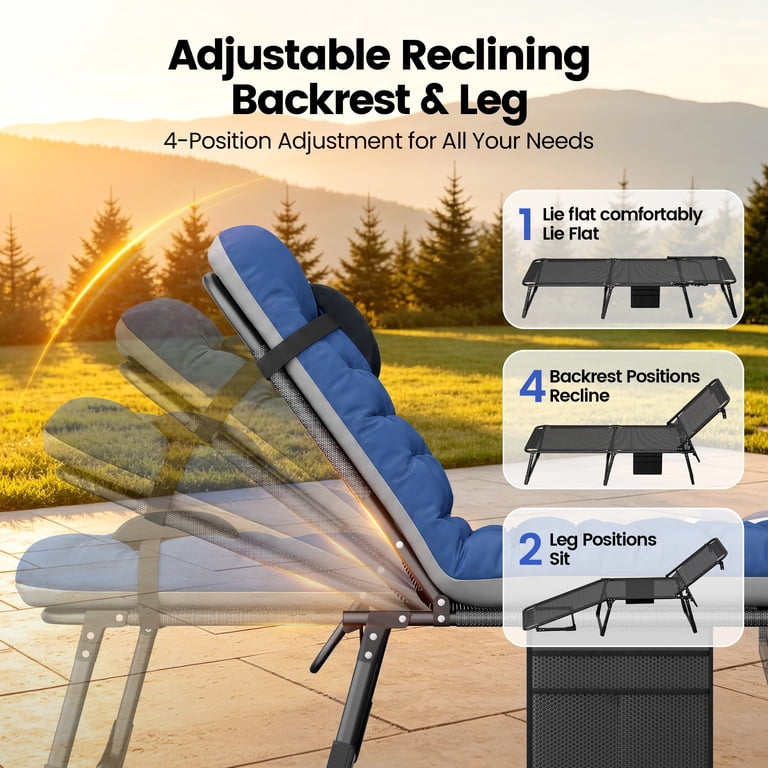 GVDV Portable Folding Camping Cot with Mattress, Blue photo 5