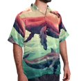 thumbnail image 2 of Whale Men's Short Sleeve Poplin Shirt, Casual Button Down Shirts, Printed Summer Beach Shirt, Unisex Casual Button Down Top, 2 of 6