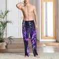 thumbnail image 2 of Naloa Purple Pattern White Tiger Pajama Pants Men, PJ Bottoms, Sleep & Lounge Pants-XX-Large, 2 of 6