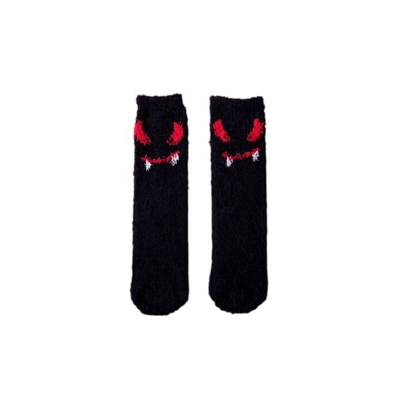 Voska Unisex Halloween Thick Warm Mid Calf Socks Funny Novelty Print Cozy Breathable Fall Winter Socks