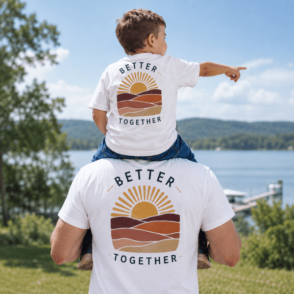 Better Together Sunset Matching Shirt, Dad Son Retro Landscape Tee, Family Matching Outfit, Fathers Day Mini Me Gift