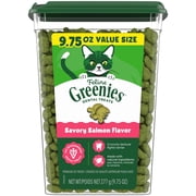 Greenies Feline Savory Salmon Flavor Adult Natural Dental Cat Treats, 9.75 oz Tub