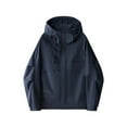thumbnail image 4 of Fashion YLSDY Men's Lightweight Rain Jacket Waterproof Windbreaker with Two Zipper Pockets Breathable Softshell Fishing Raincoat with Hood Dark Blue XXXXL, 4 of 6