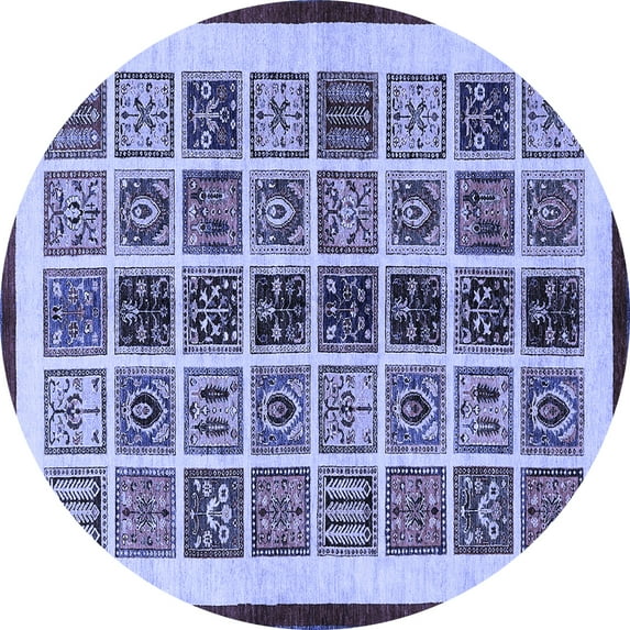 Ahgly Company Indoor Round Abstract Blue Modern Area Rugs, 3' Round