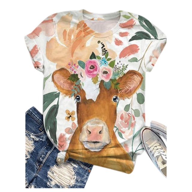 Birdeem T-Shirt Blouse pour Femmes Grande Taille à Manches Courtes Imprimé 3D