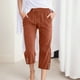 thumbnail image 1 of WILLBEST Pantalones Casuales para Mujer, con Botones, Pierna Ancha, Bolsillos, Ligeros, Cintura Alta, Ajustables, con Nudo, Corte Holgado. Extra Grande, 1 of 4