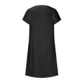 thumbnail image 4 of Women's Summer Casual Short Sleeve Round Neck Slim Dress Polyester Knee-Length Daily Wear Party Work Vacation Lightweight Soft Comfortable Machine Washable, 4 of 9