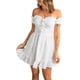 thumbnail image 4 of ABPHQTO Vestido corto con volantes y hombros descubiertos con detalle de corsé blanco para mujer, 4 of 5