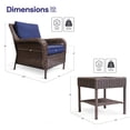 thumbnail image 3 of Krikacy Wicker Patio Armchair with End table, All-Weather HDPE Frame, Thick Cushions, Navy Blue, 3 of 8