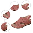 thumbnail image 5 of Rokment Womens Platform Wedges Gladiator Sandals 2026 Beach Comfortable Vintage Leather Hollow out Orthopedic Walking Dress Slingback Summer Shoes Watermelon Red Size 8.5, 5 of 8