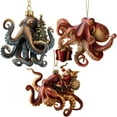 thumbnail image 2 of 3Pcs Christmas Octopus Ornament – Hand-Painted Coastal Holiday Decoration, Unique Deep Sea Christmas Tree Ornament with Metallic Hanging Cord, 2D Acrylic Nautical Décor Gift for Ocean Lovers, 2 of 9