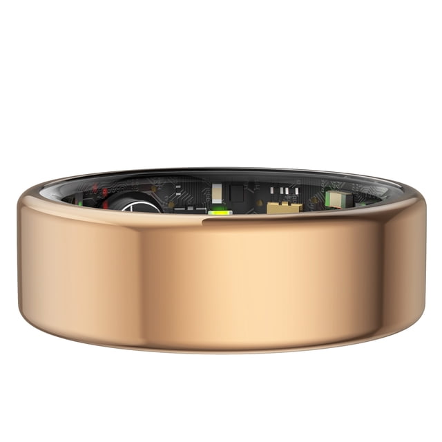Fitness Smart Ring, 5.1 Body Temperature Sensitive Music Control Wearable Smart Ring Pedometer for Men Tarnish,Rose Gold