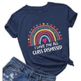 thumbnail image 3 of T-shirts pour Femmes, Col Rond Imprimé, Manches Courtes, Couleur Unie, Oversize, Marine P, 3 of 3